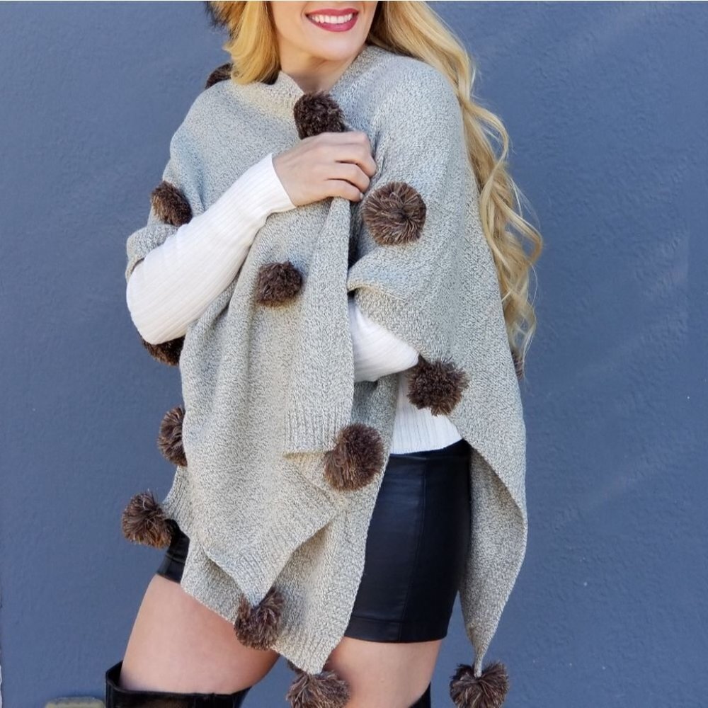 Tan Pom Pom Wrap